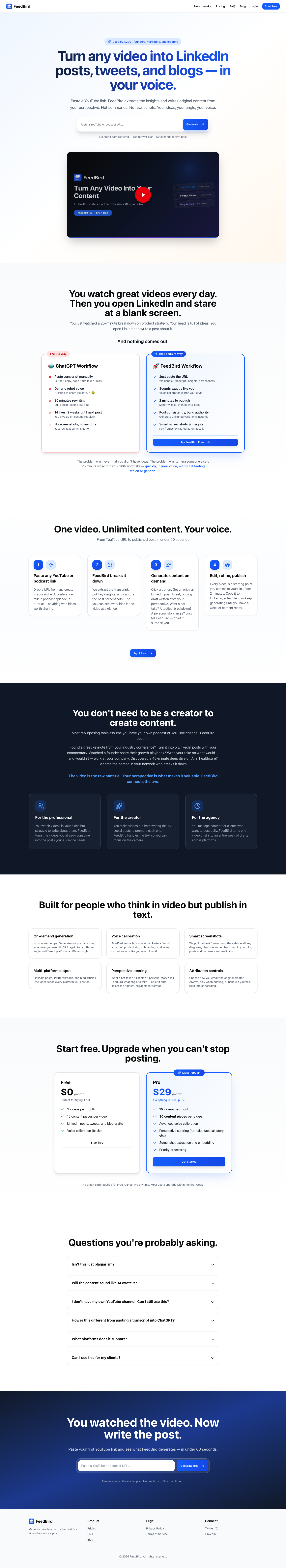 Feedbird, Inc. full landing page screenshot