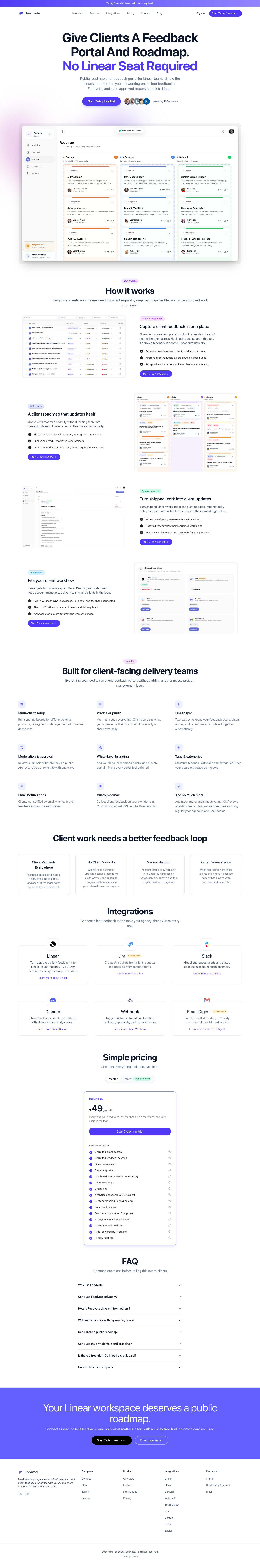 Feedvote full landing page screenshot