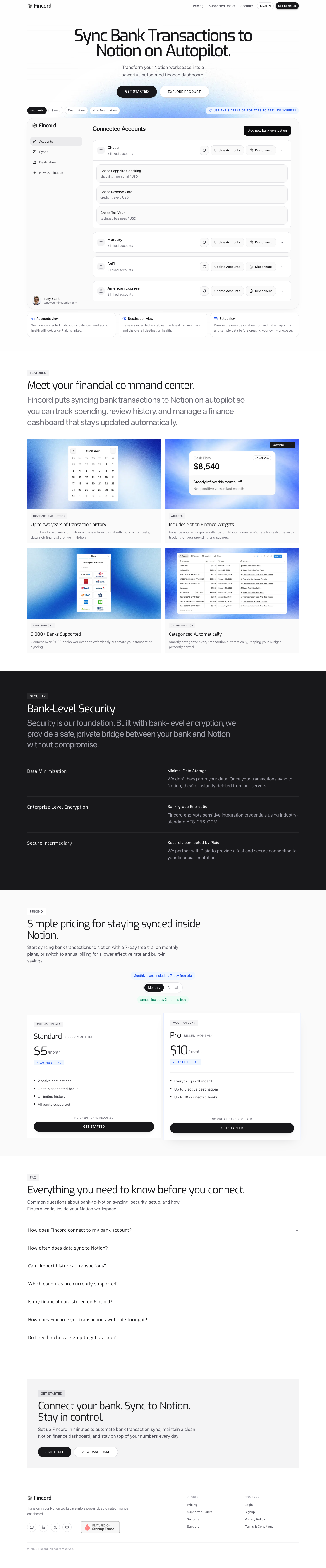 Fincord full landing page screenshot