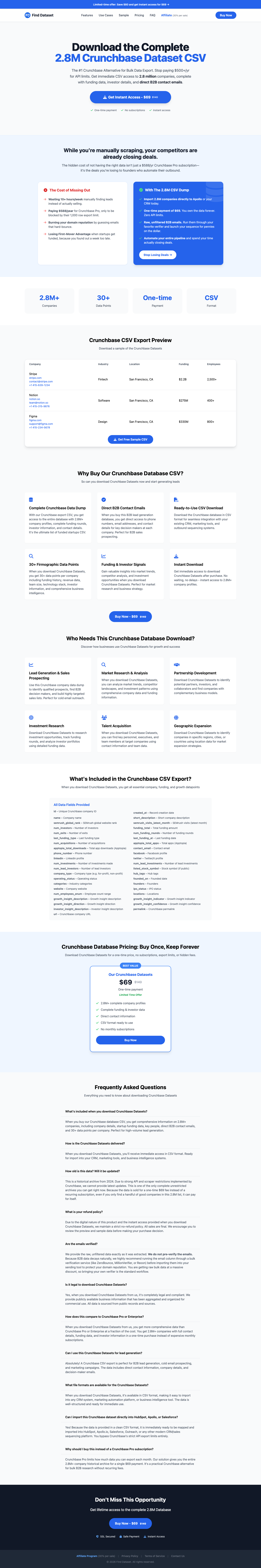 FindDataSet full landing page screenshot