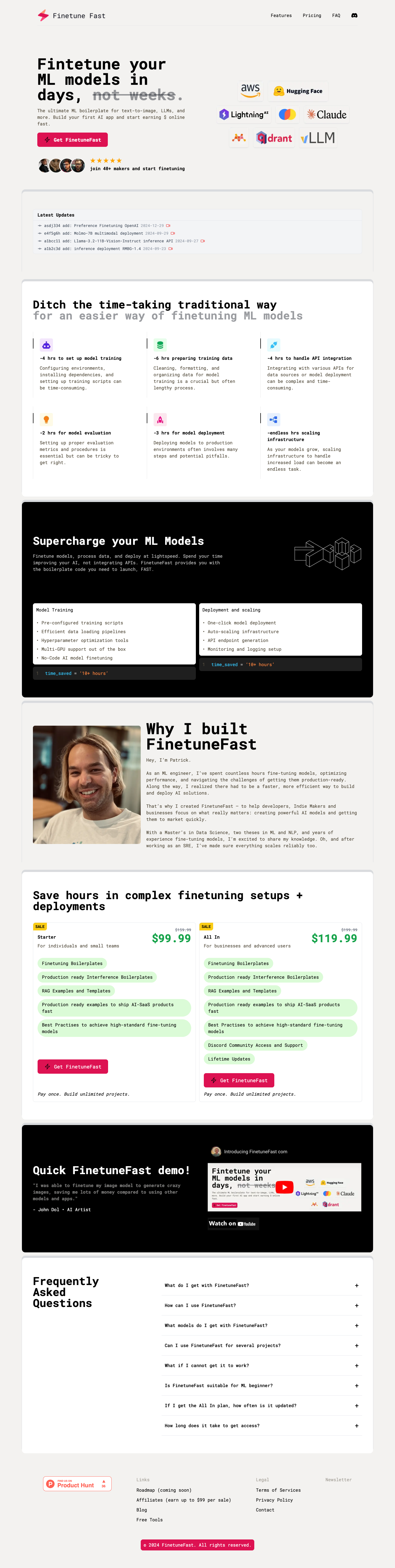 Finetunefast full landing page screenshot