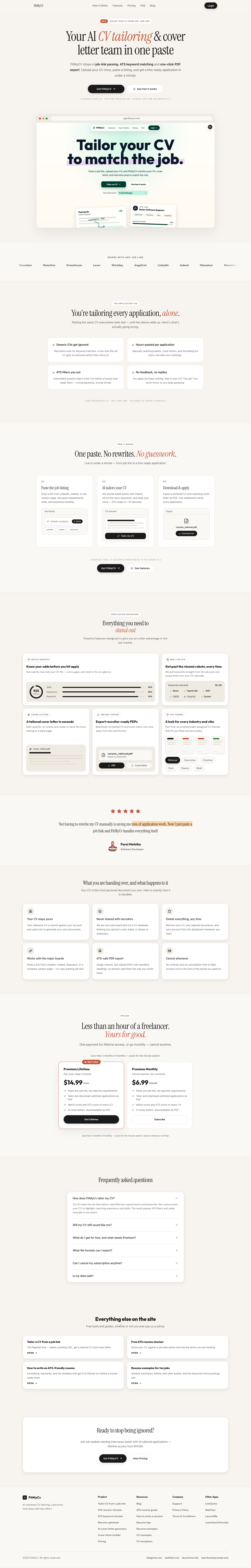 fitmycv full landing page screenshot
