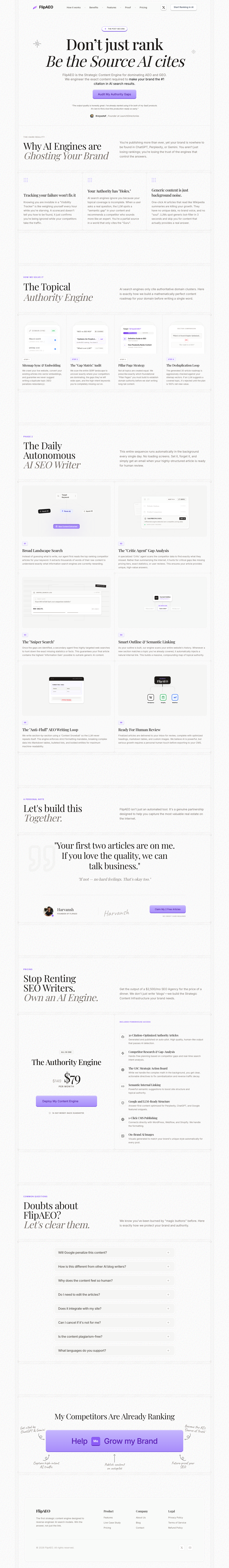 FlipAEO full landing page screenshot