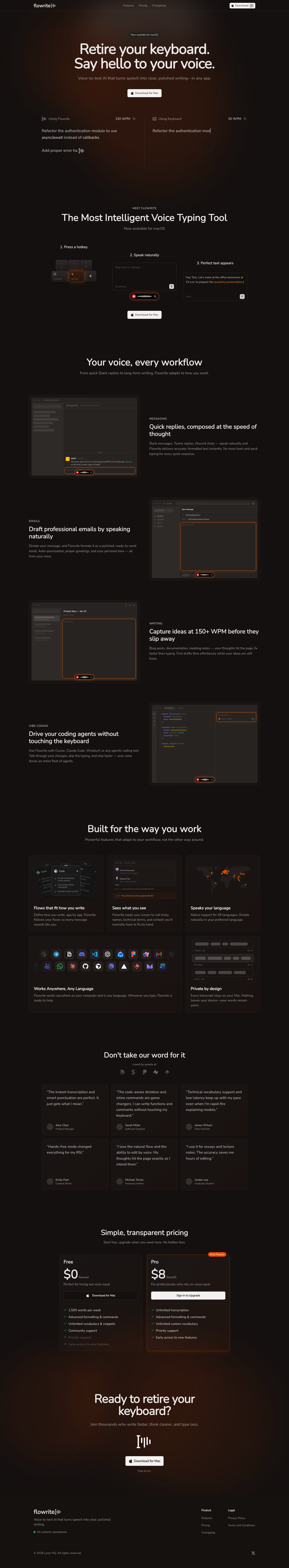 Flowrite full landing page screenshot