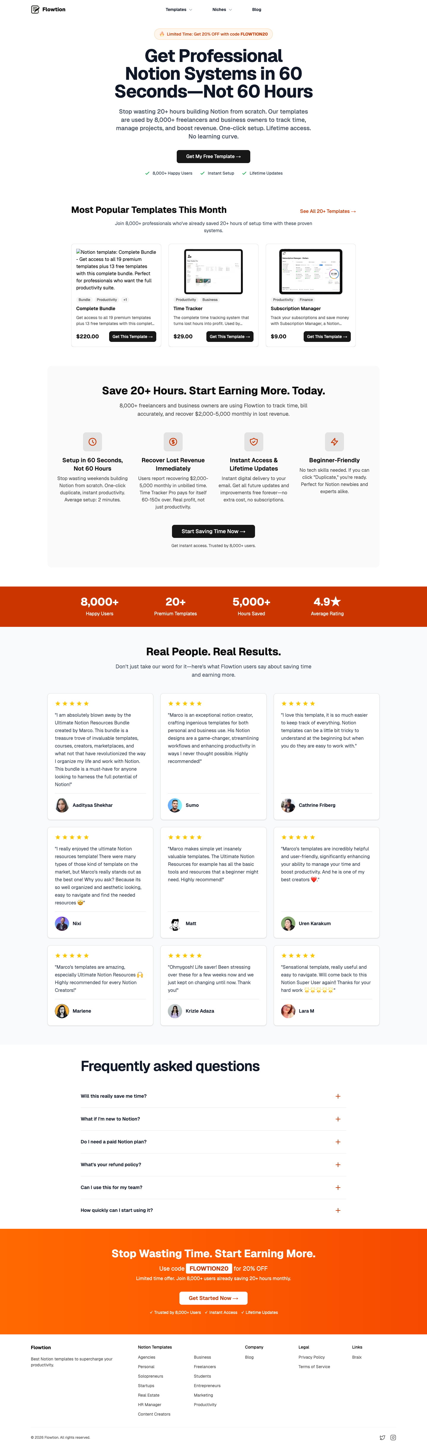 Flowtion full landing page screenshot