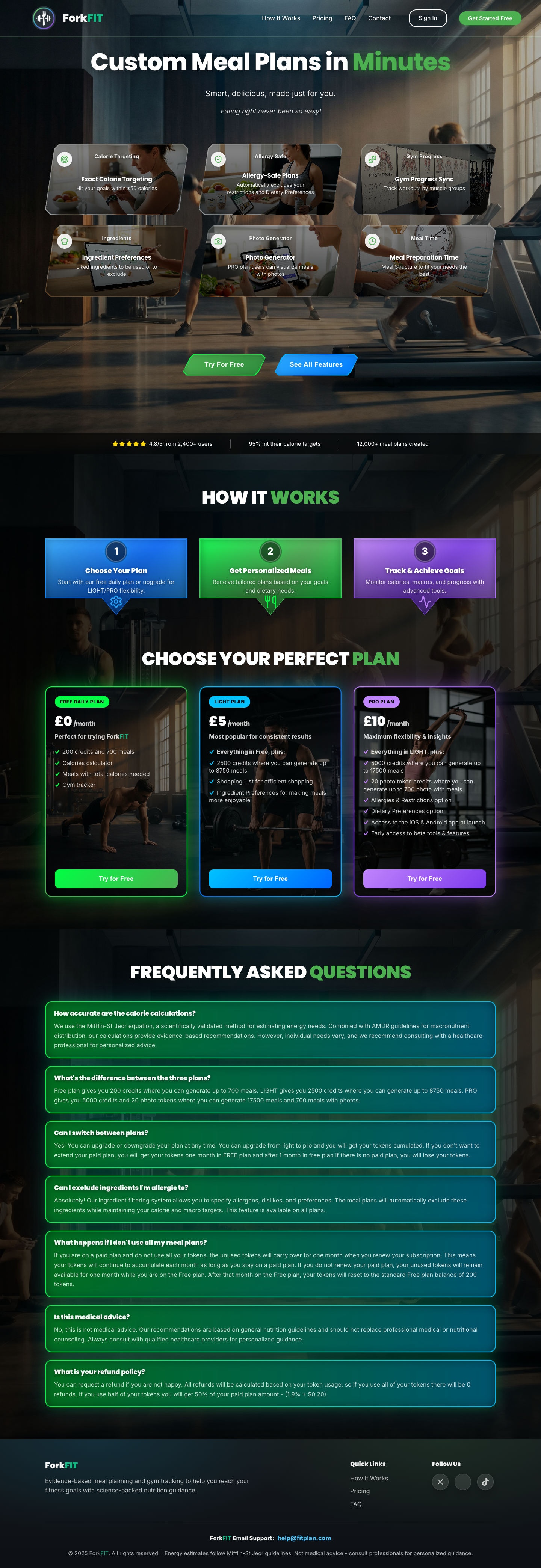 ForkFIT full landing page screenshot