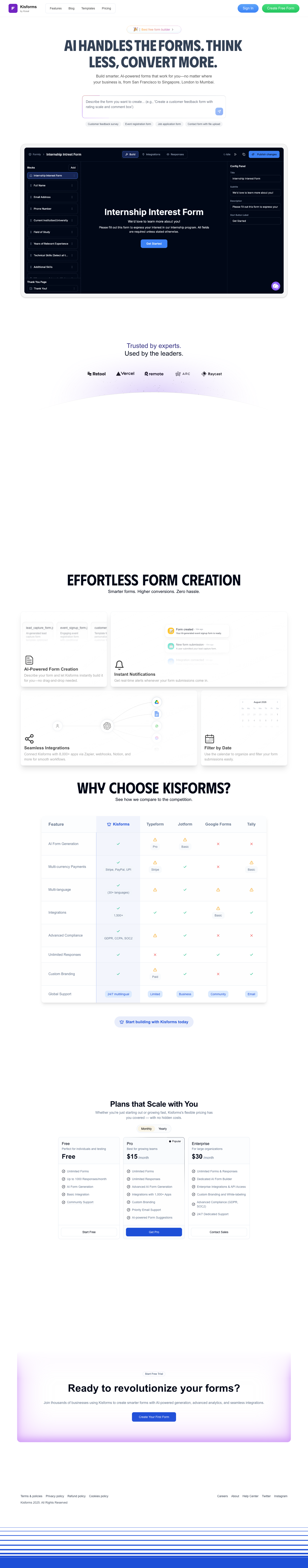 Formly full landing page screenshot