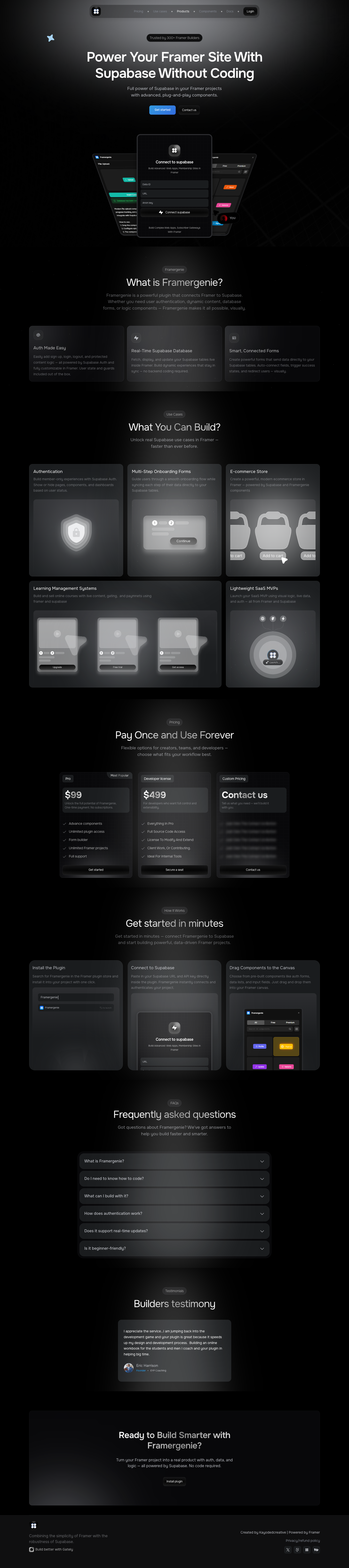 Framergenie full landing page screenshot