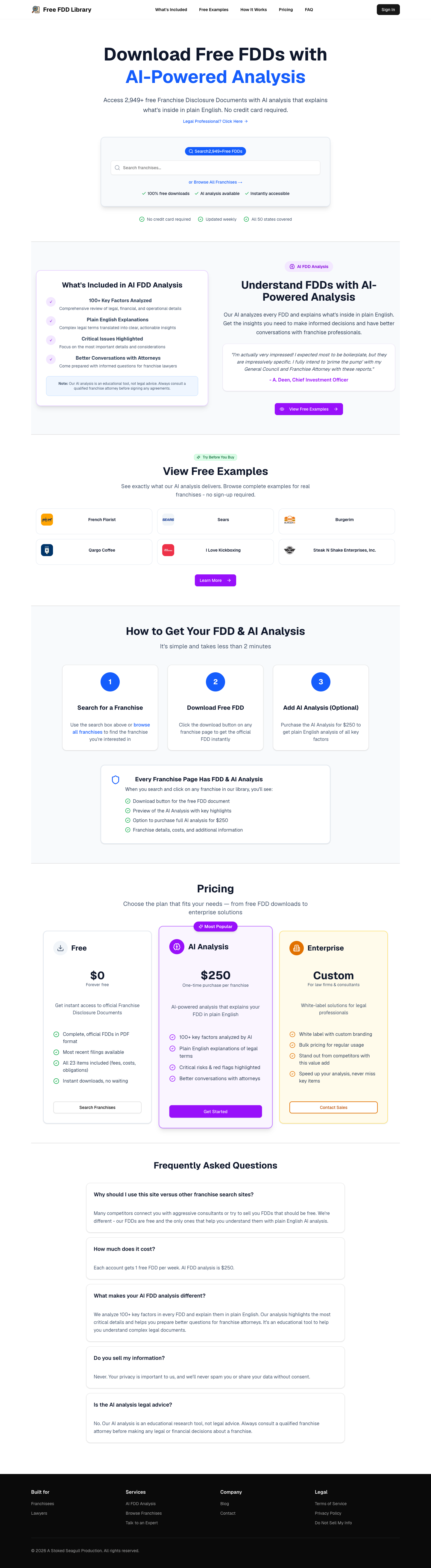 Free FDD Library full landing page screenshot