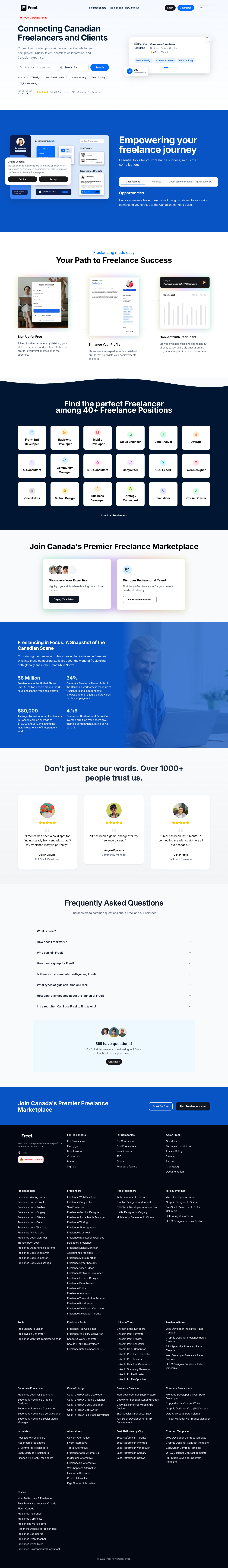 Freel Canada full landing page screenshot