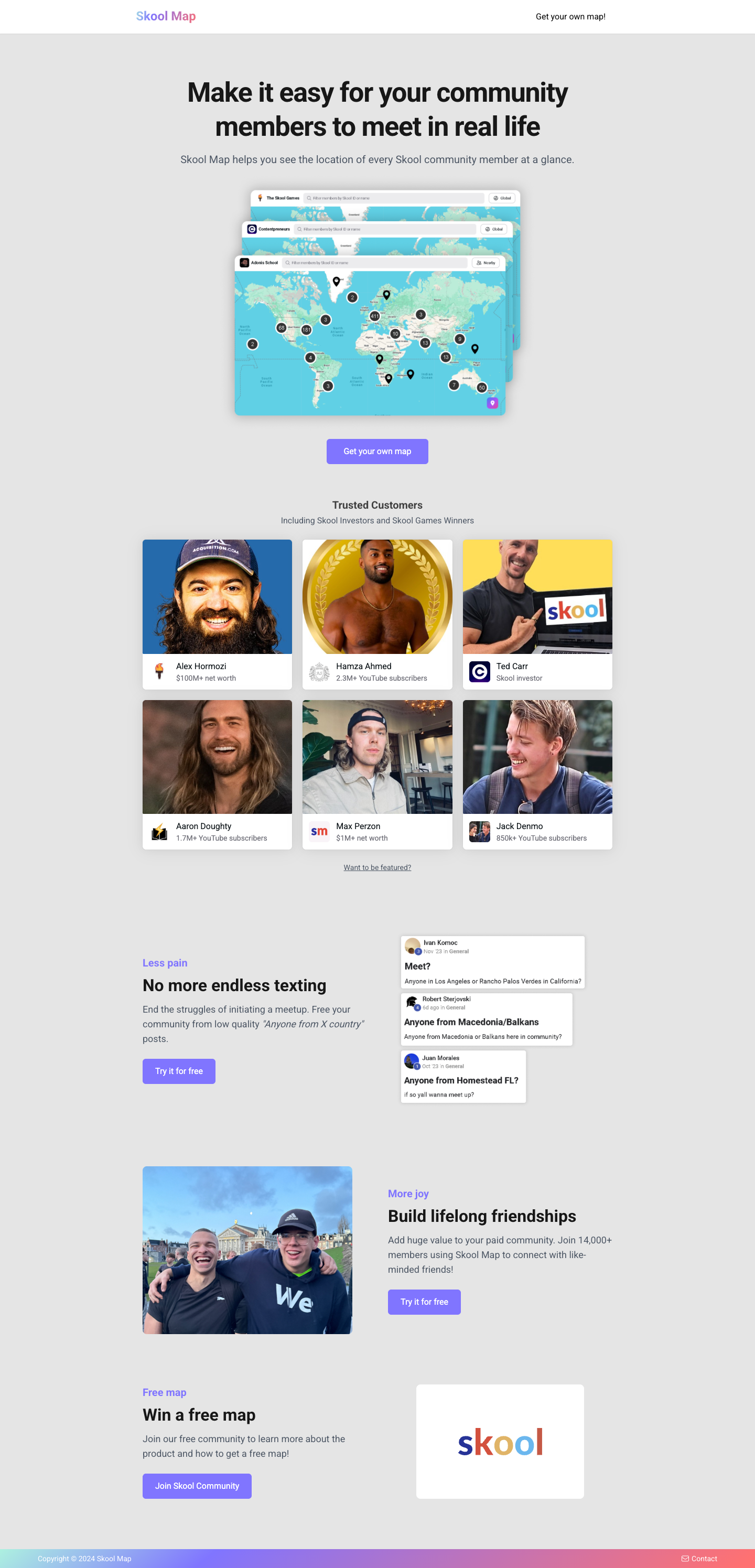 Friends Map full landing page screenshot