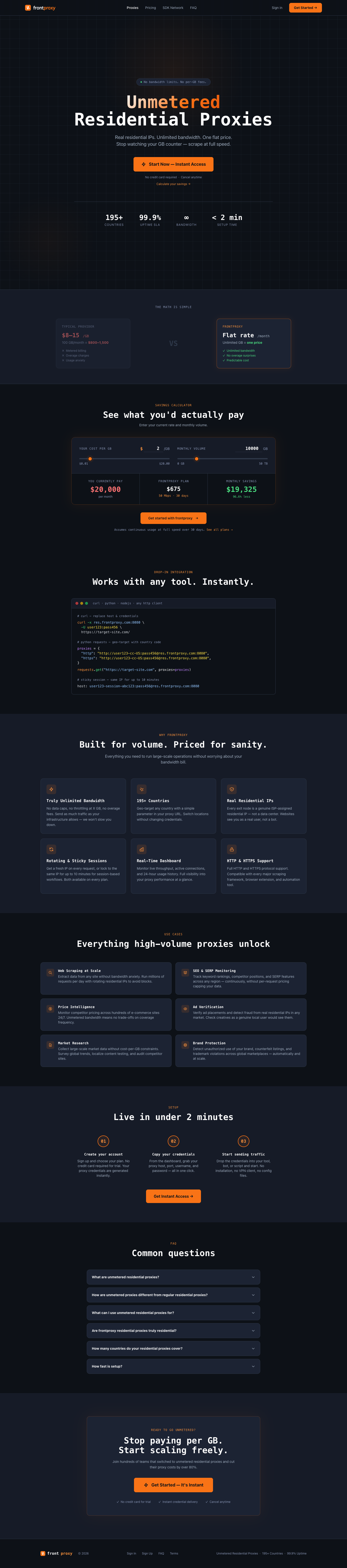 Frontproxy full landing page screenshot