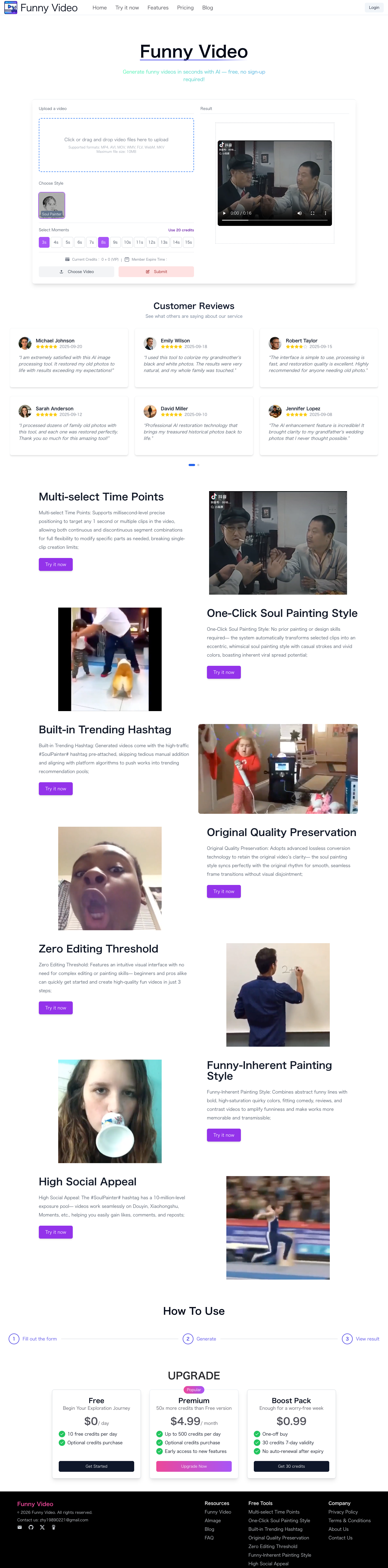 funny-video full landing page screenshot