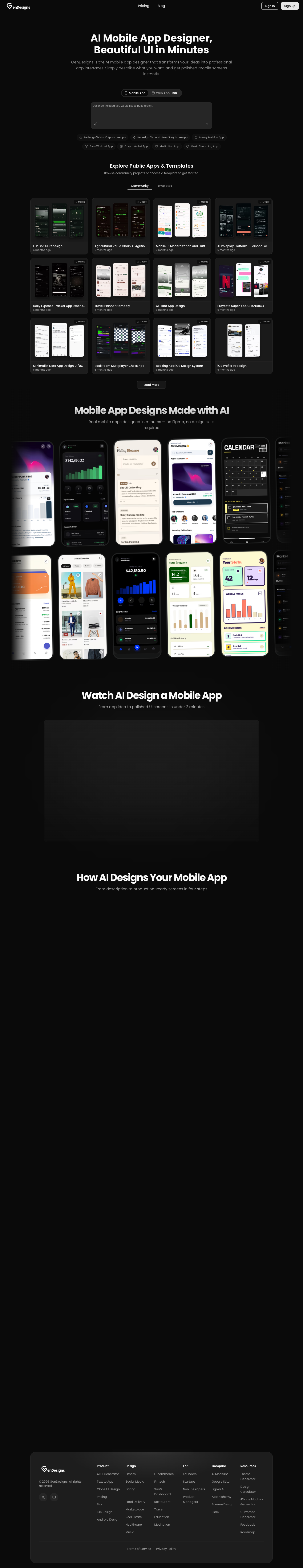 GenDesigns full landing page screenshot