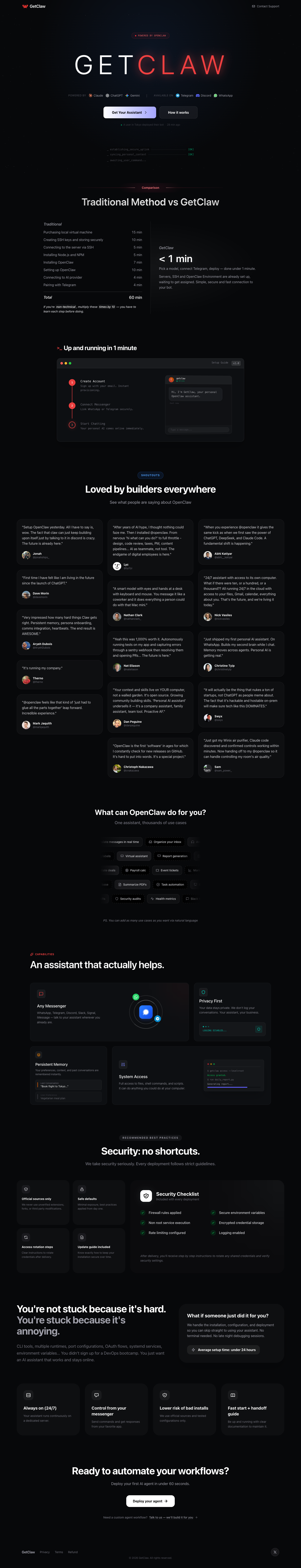 getclaw full landing page screenshot