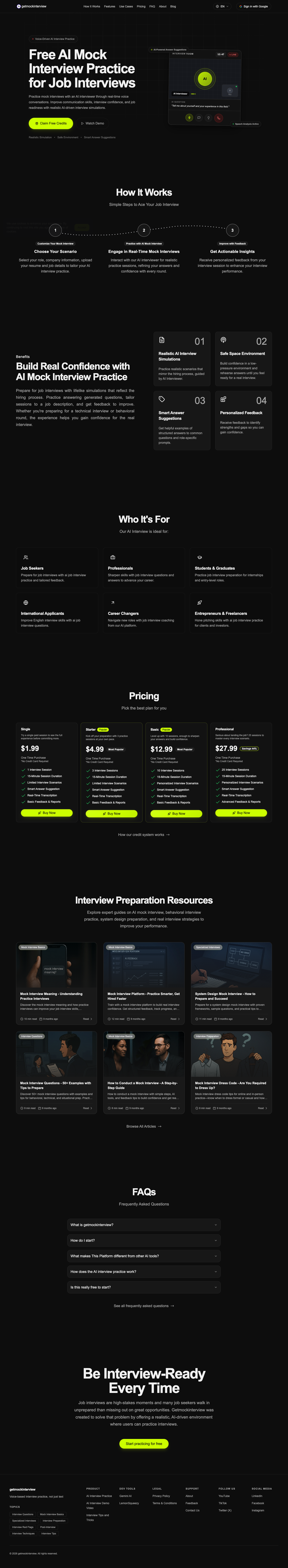 getmockinterview full landing page screenshot