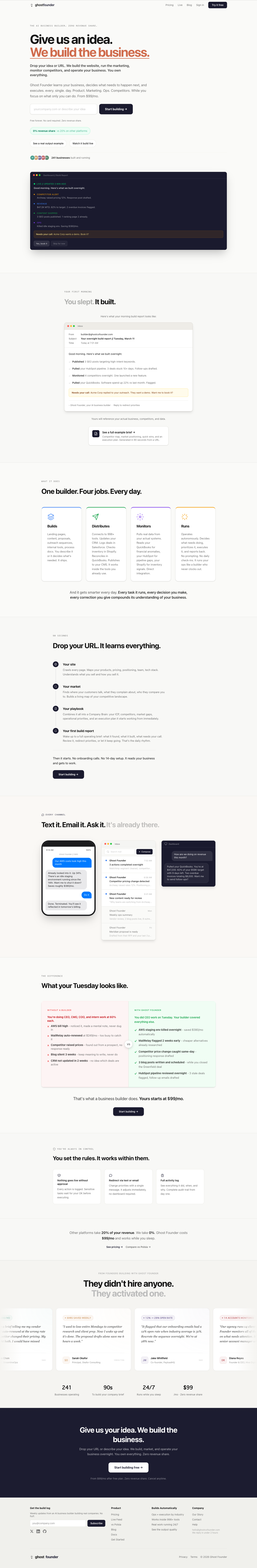 Ghost Cofounder full landing page screenshot