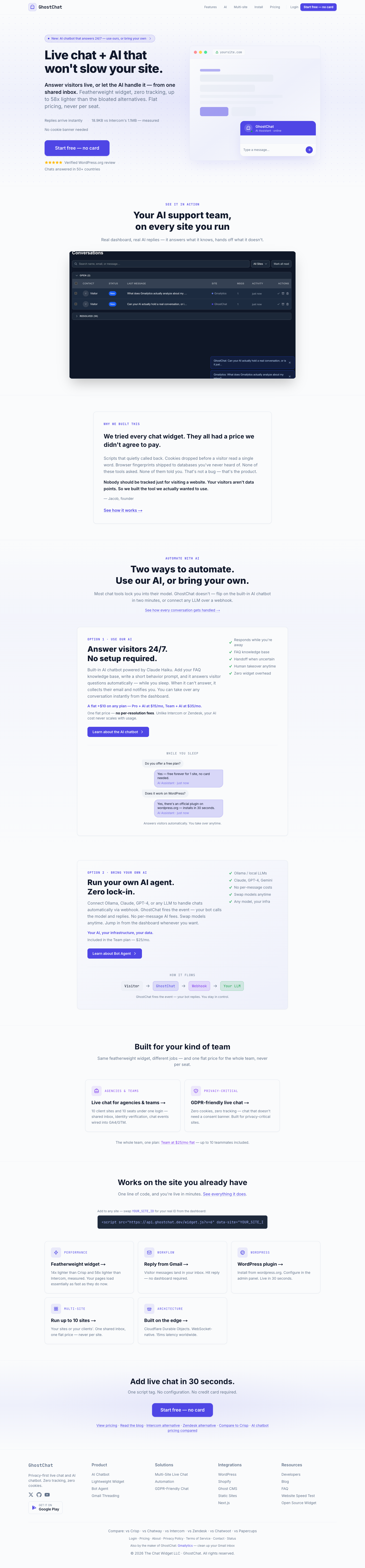 GhostChat full landing page screenshot