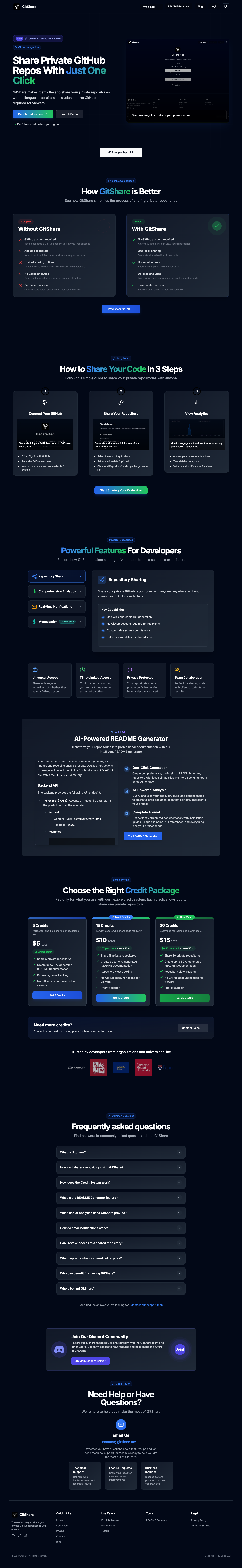 GitShare full landing page screenshot