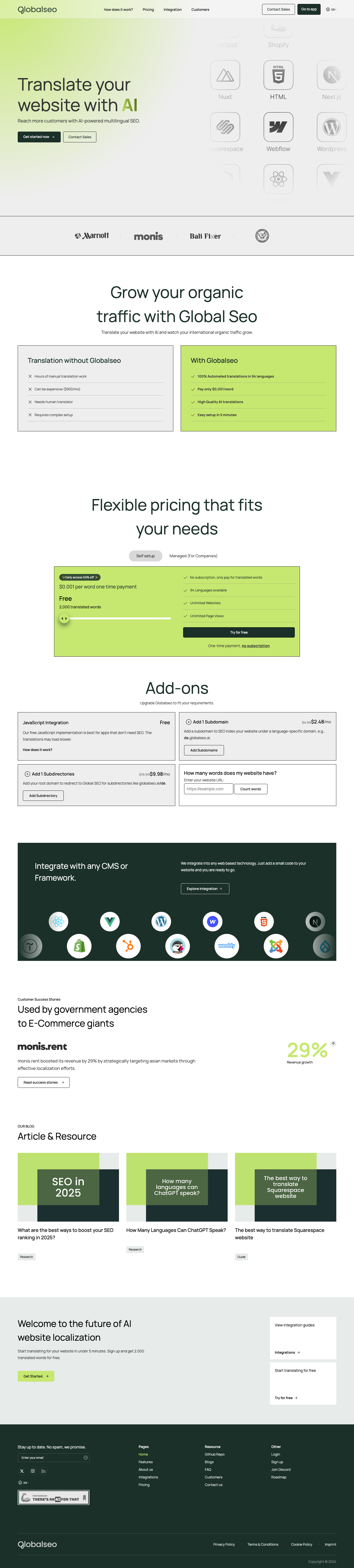 GlobalSeo full landing page screenshot
