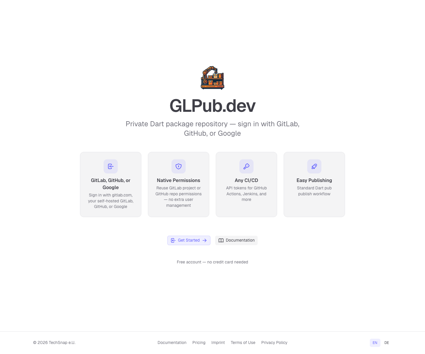 GLPub.dev full landing page screenshot