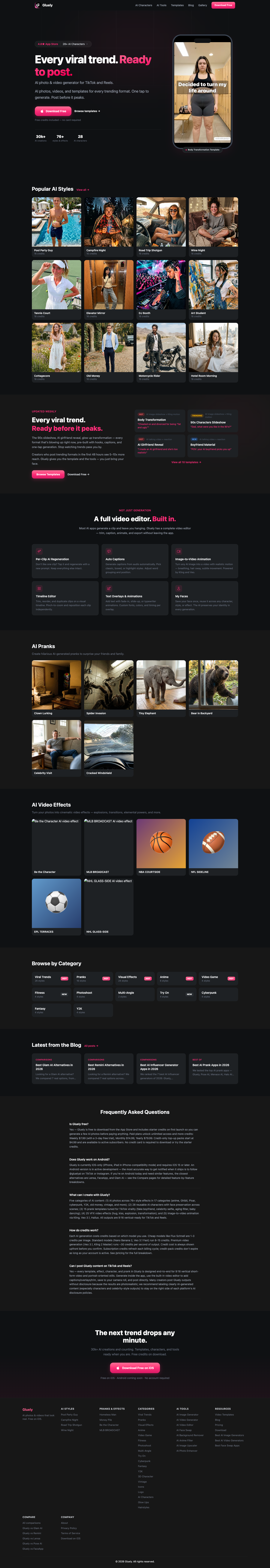 Gluely AI full landing page screenshot