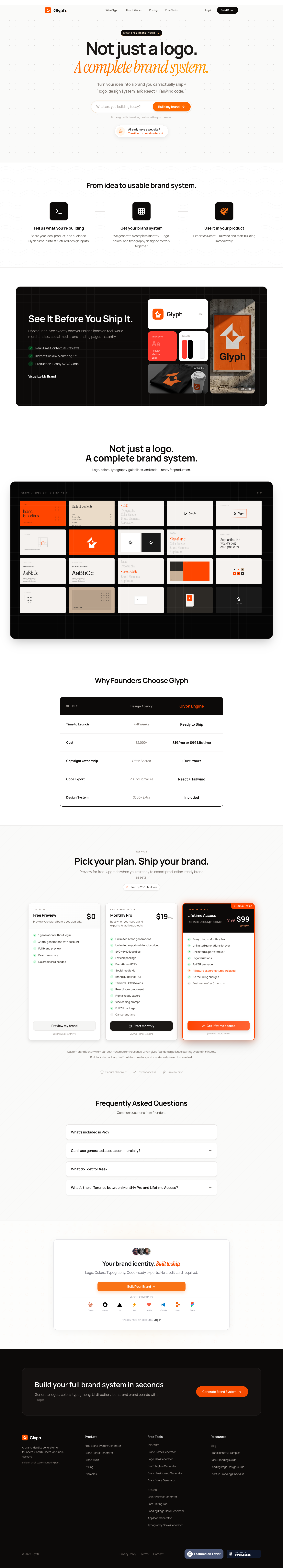 Glyph full landing page screenshot