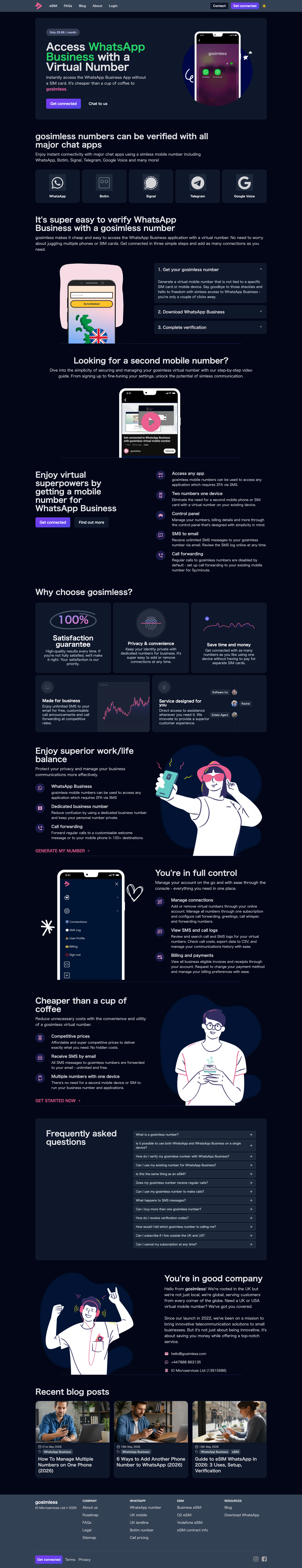 gosimless full landing page screenshot
