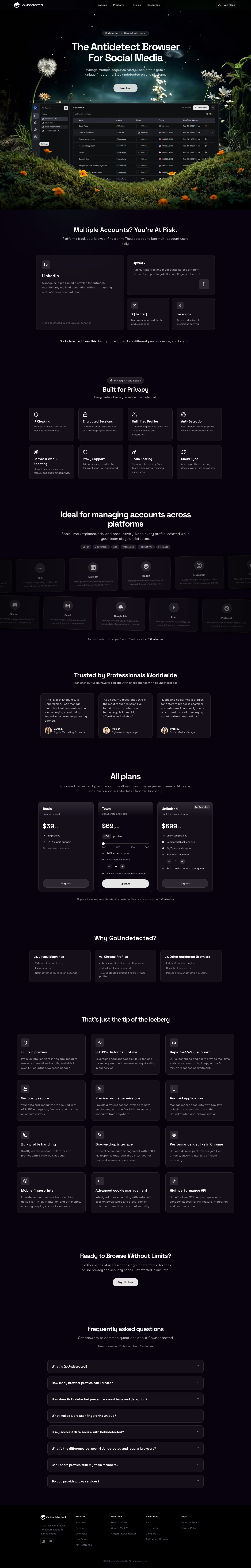 goundetected LLC full landing page screenshot