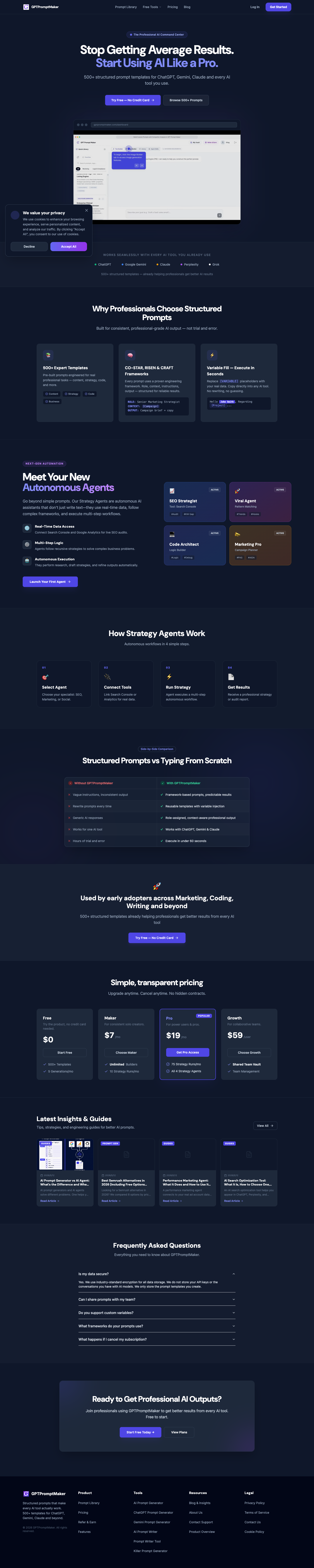 GPT PROMPT MAKER full landing page screenshot