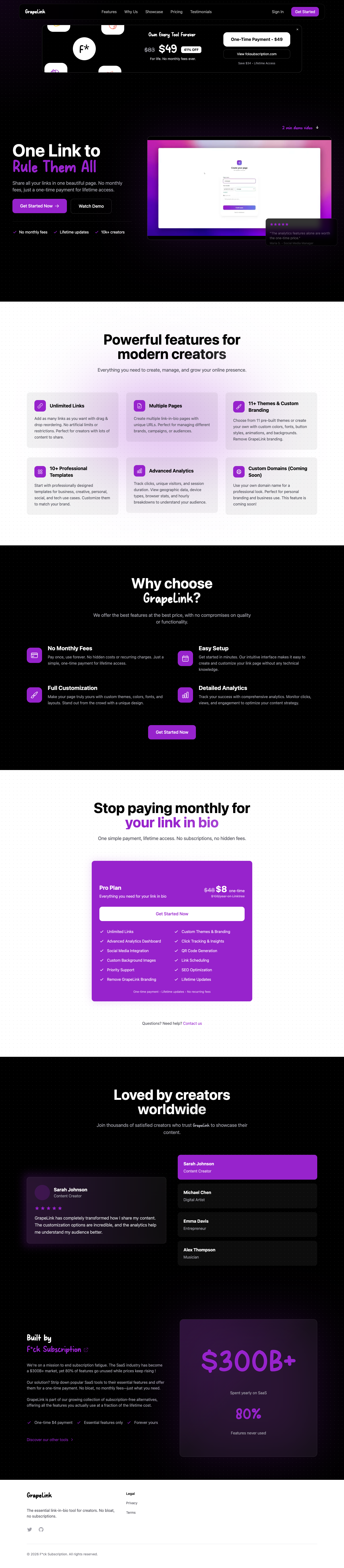 GrapeLink full landing page screenshot