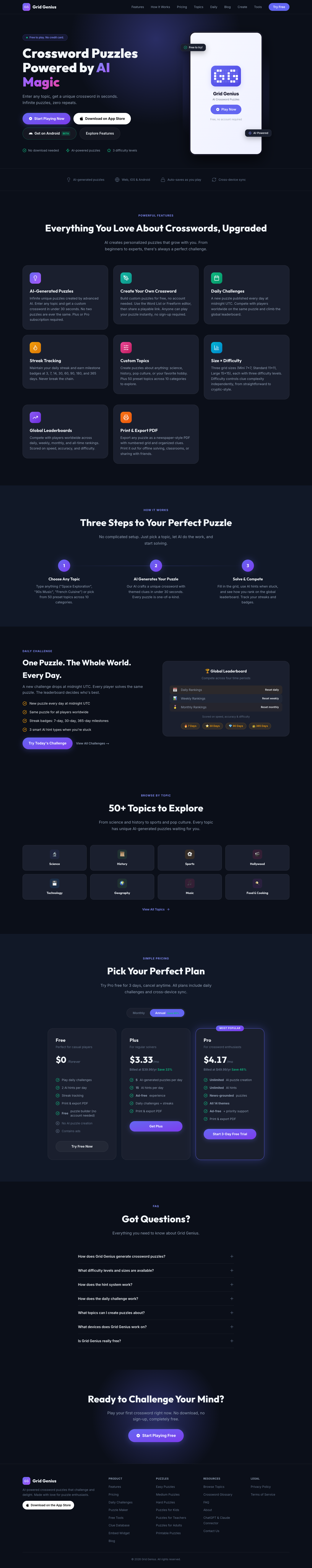 Grid Genius full landing page screenshot