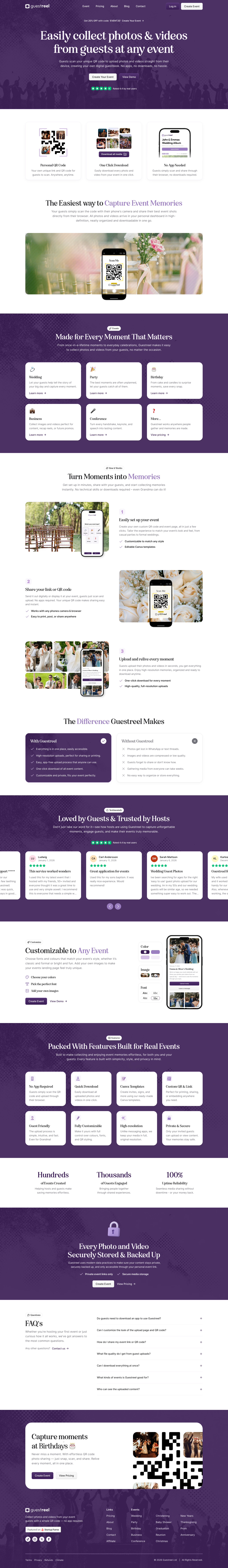 Guestreel full landing page screenshot