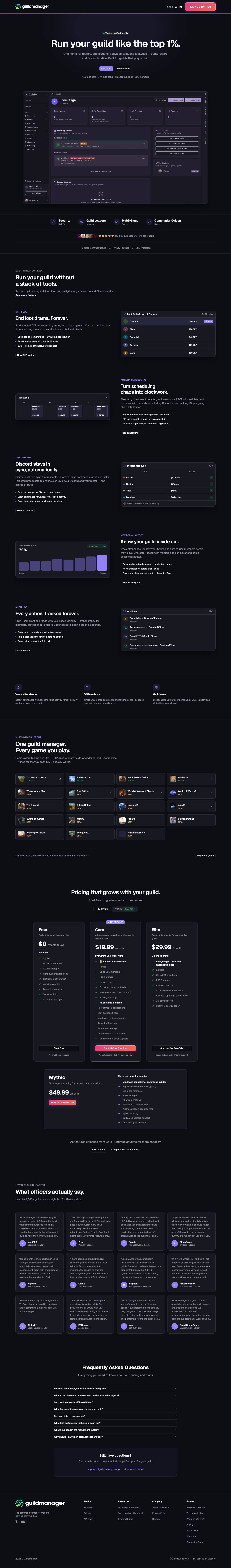 GuildManager full landing page screenshot