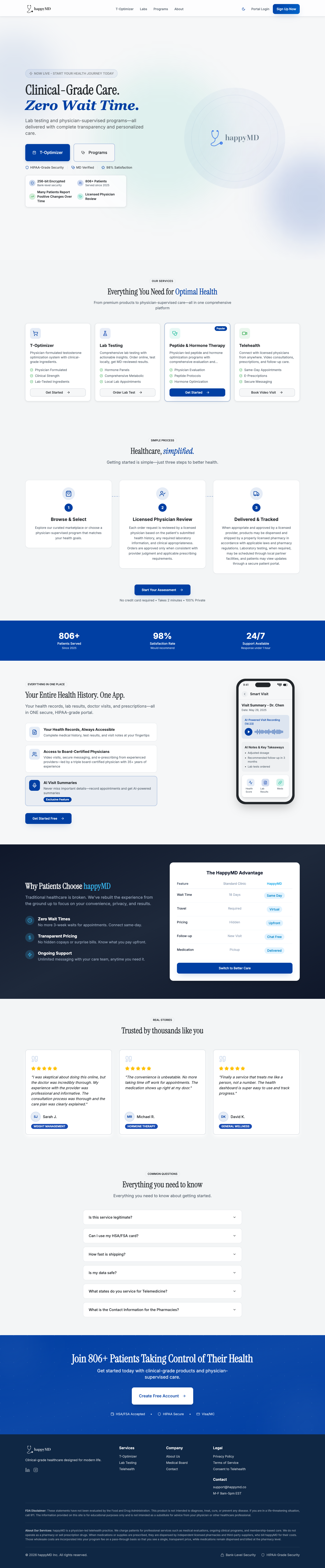 happyMD full landing page screenshot