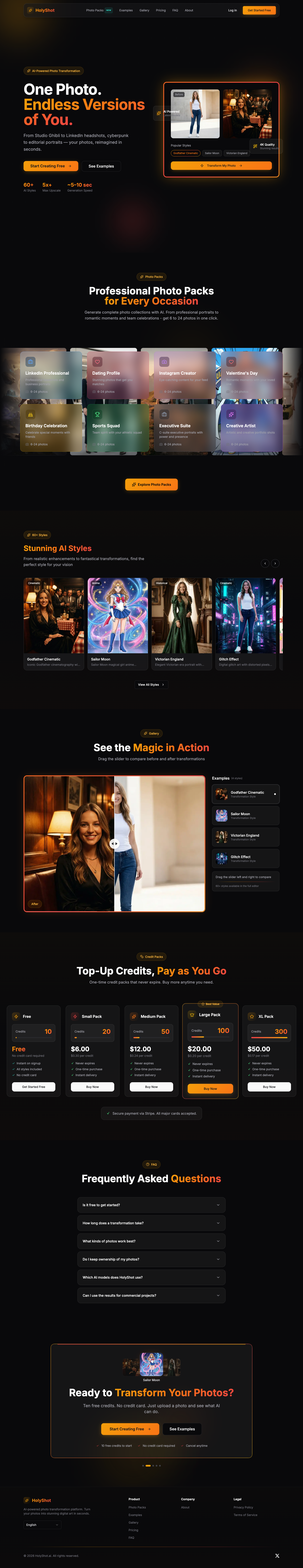 HolyShot.ai full landing page screenshot