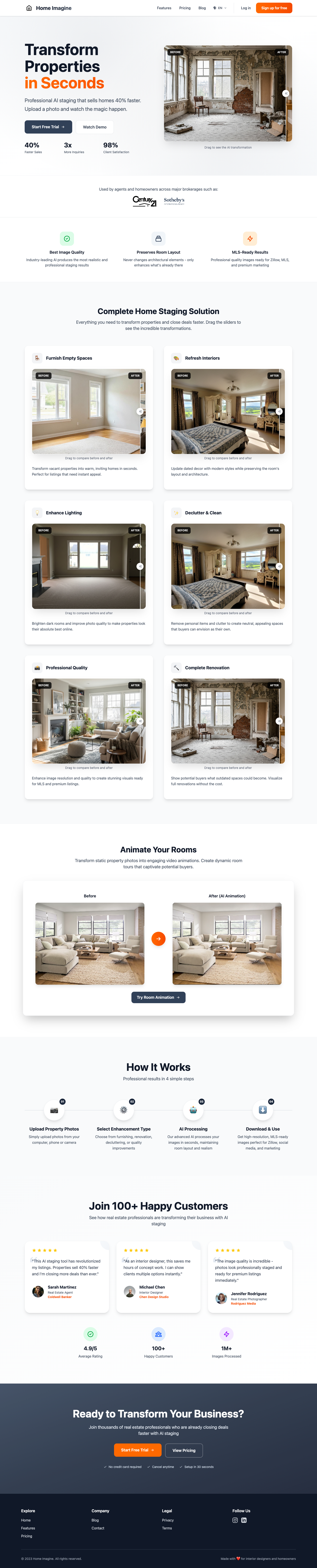 home-imagine full landing page screenshot