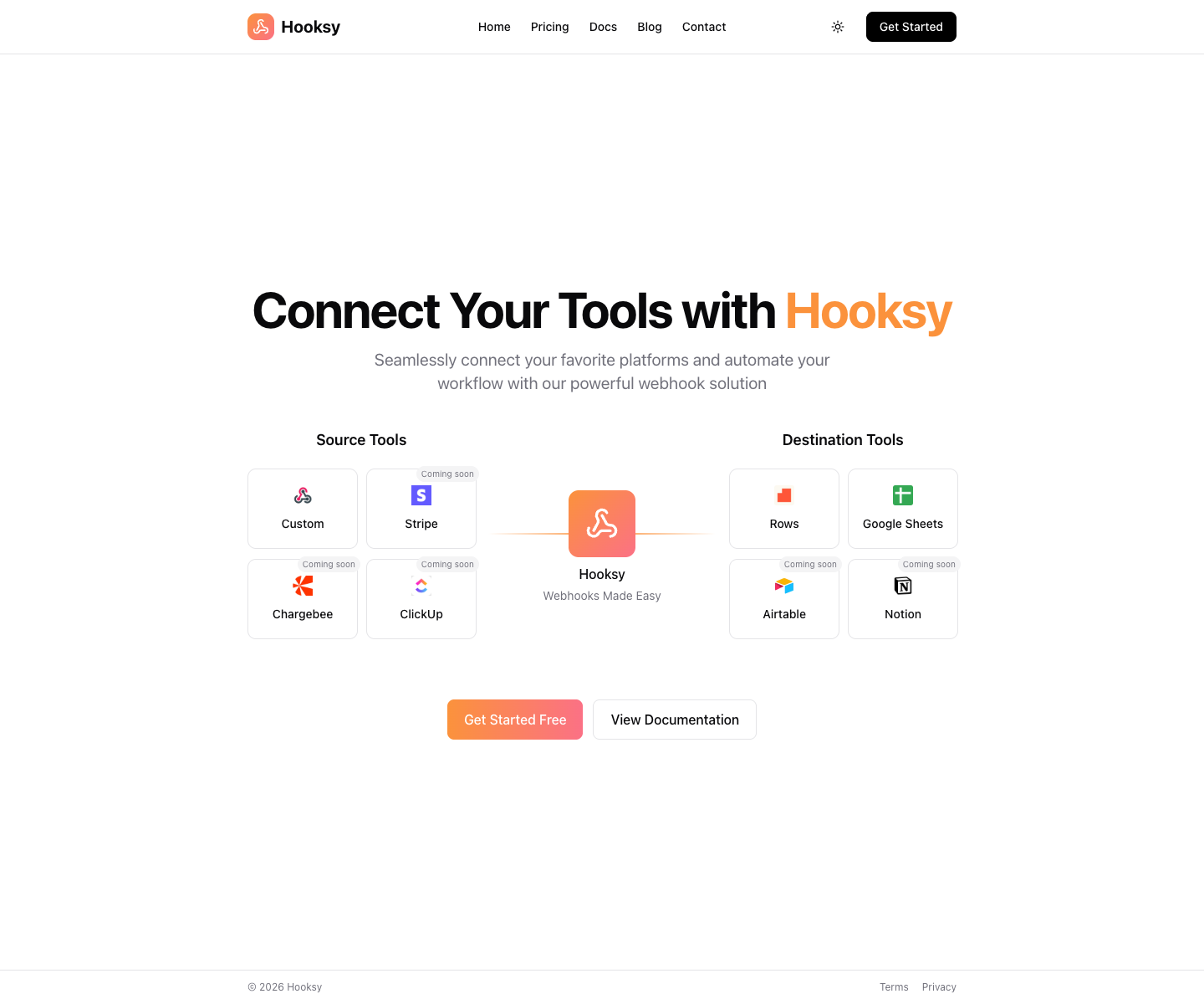 Hooksy full landing page screenshot