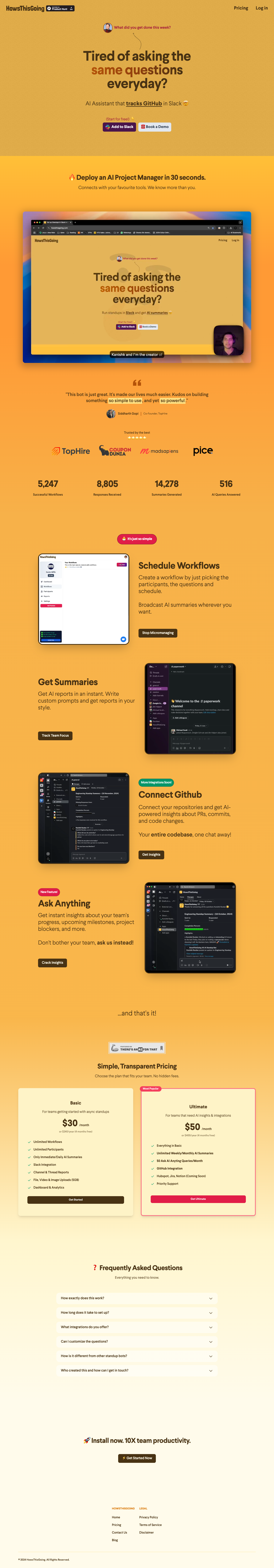 HowsThisGoing full landing page screenshot