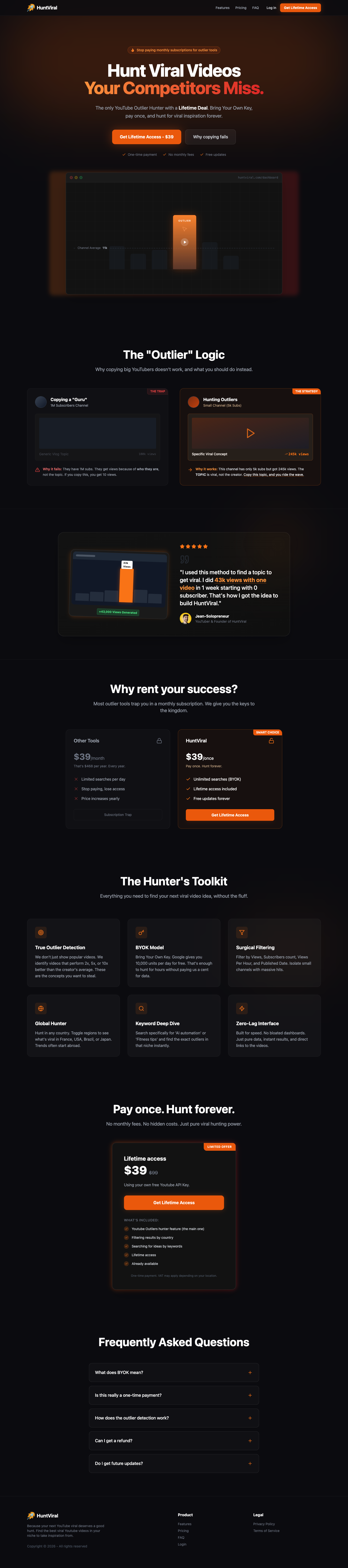 Hunt Viral full landing page screenshot