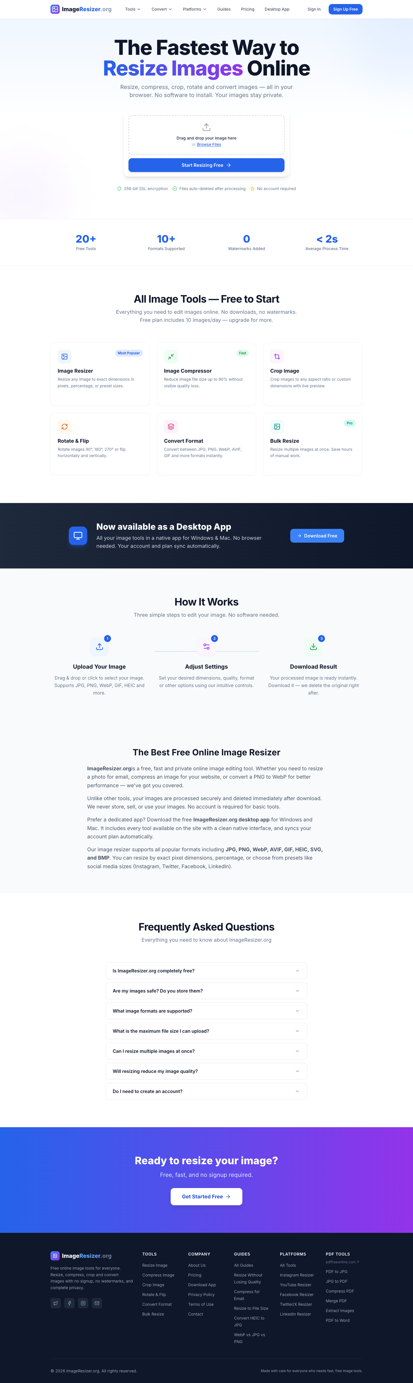 ImageResizer.org full landing page screenshot