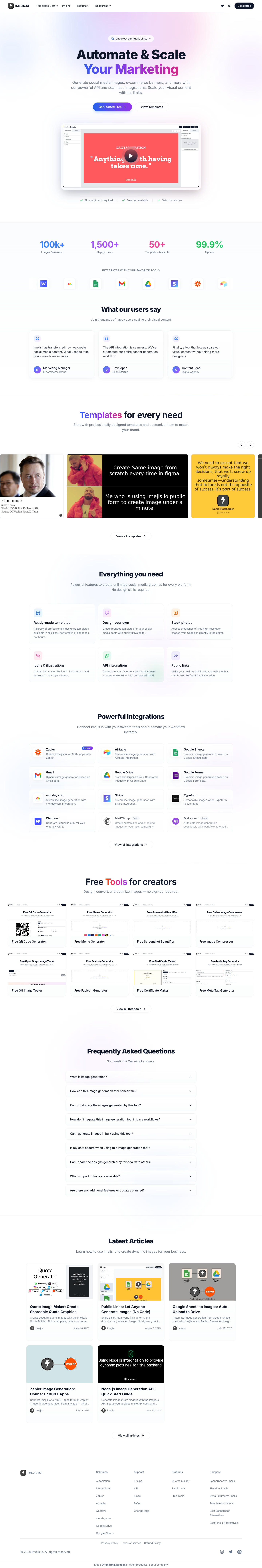 Imejis.io full landing page screenshot
