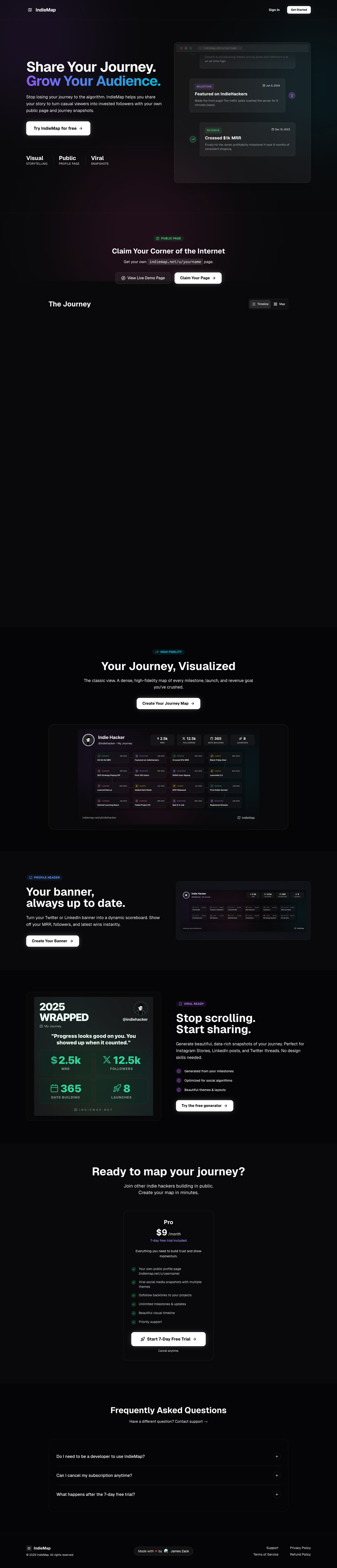 IndieMap full landing page screenshot