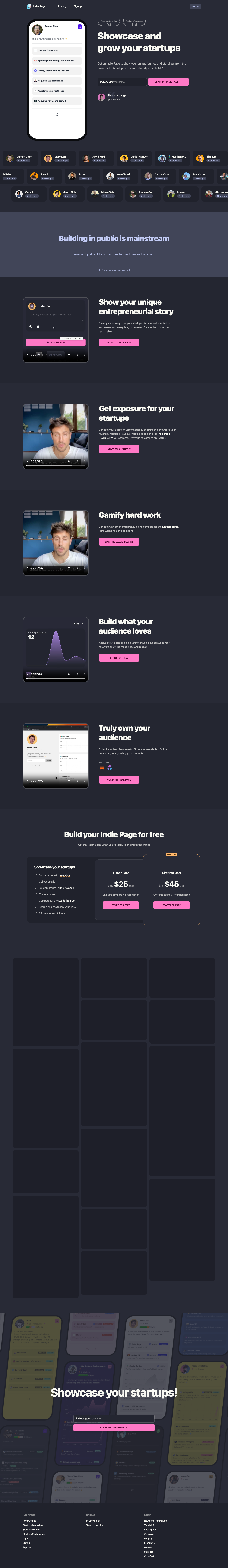 IndiePage full landing page screenshot