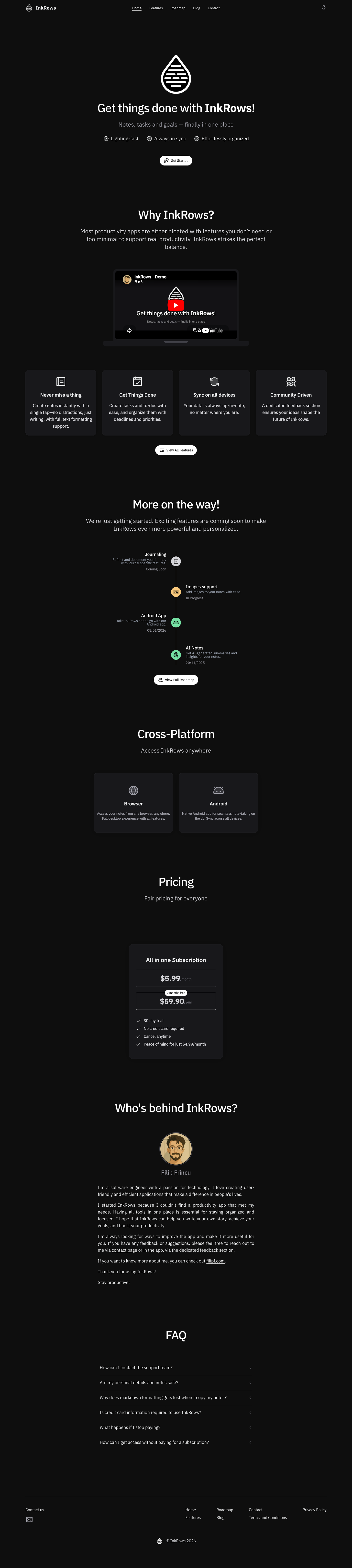 inkrows.com full landing page screenshot