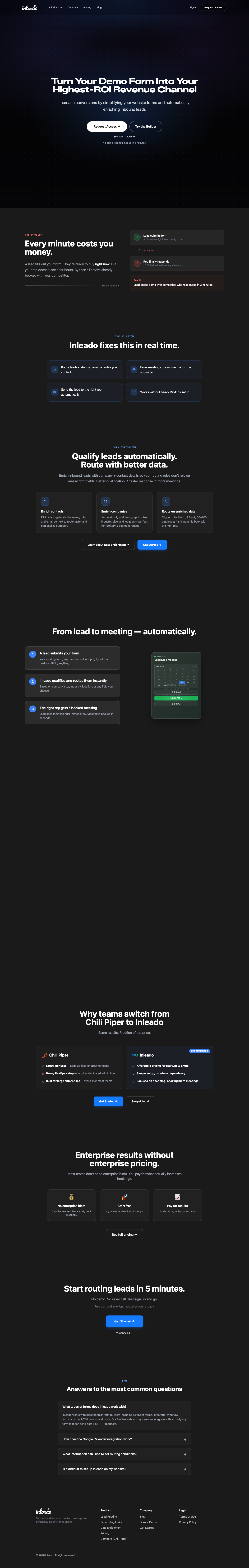 Inleado full landing page screenshot