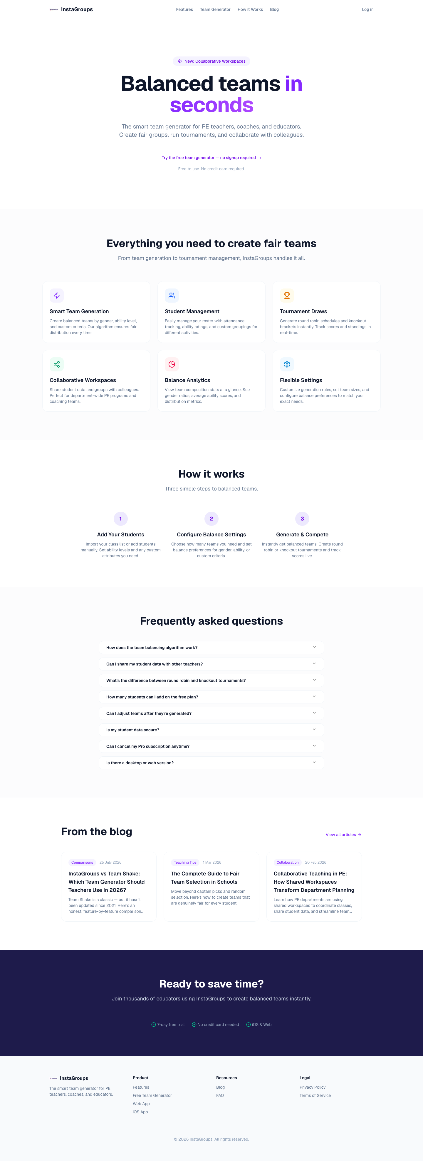 InstaGroups full landing page screenshot