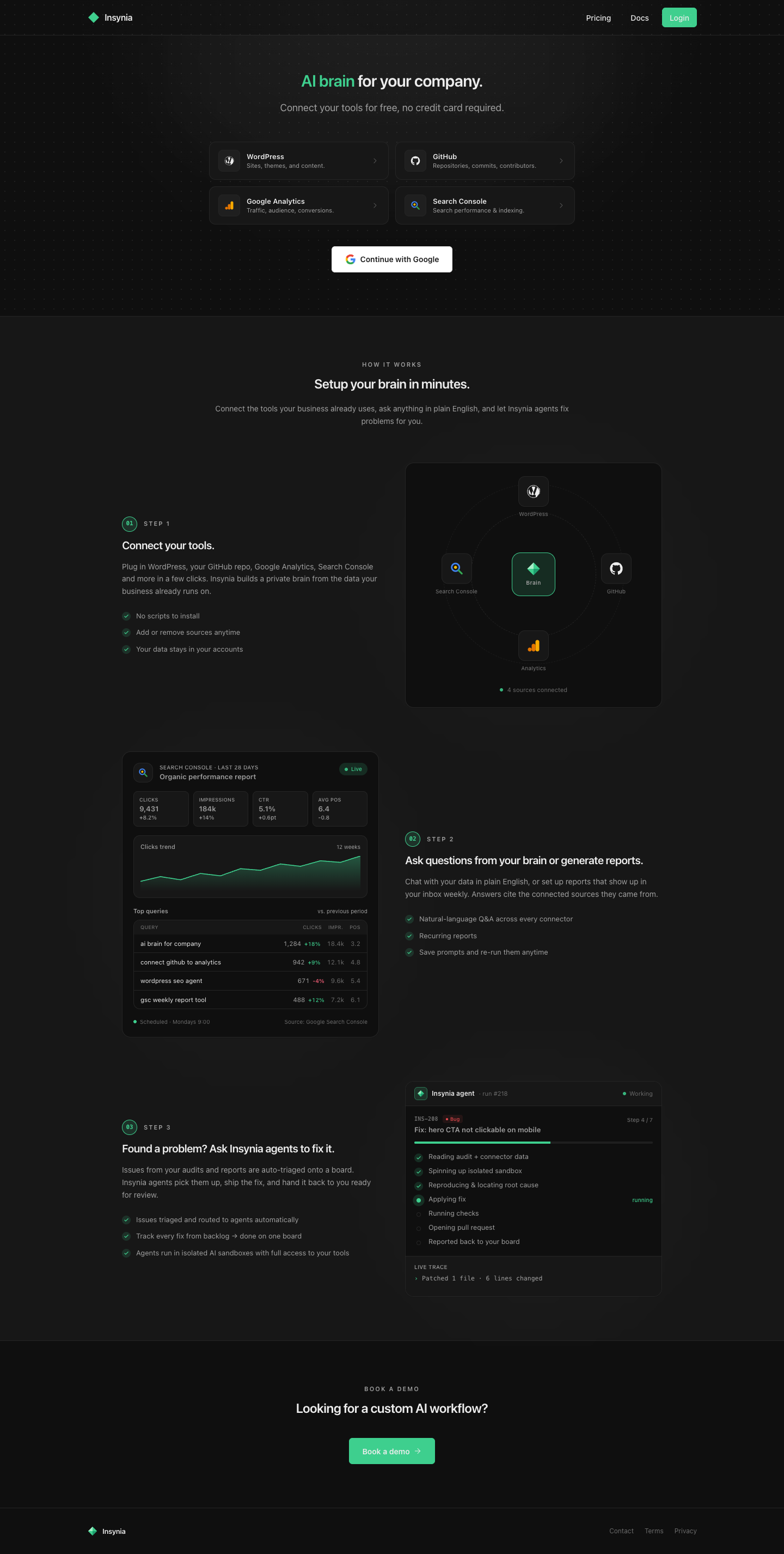 Insynia full landing page screenshot