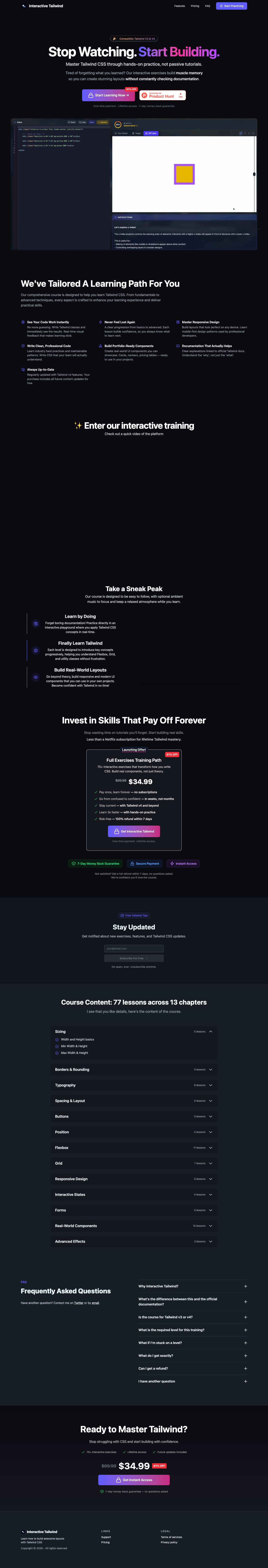 Interactive Tailwind full landing page screenshot