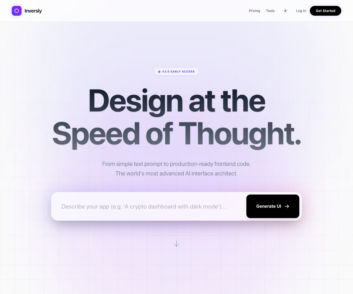 Inversly full landing page screenshot
